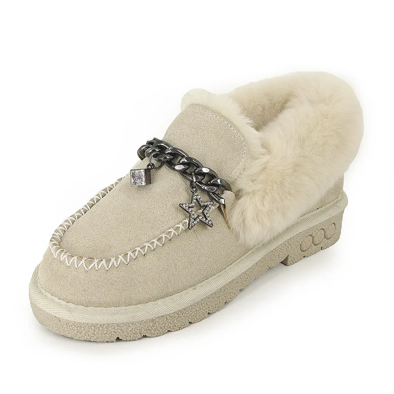 Женские лоферы без застежки на плоской подошве Короткие Плюшевые мокасины