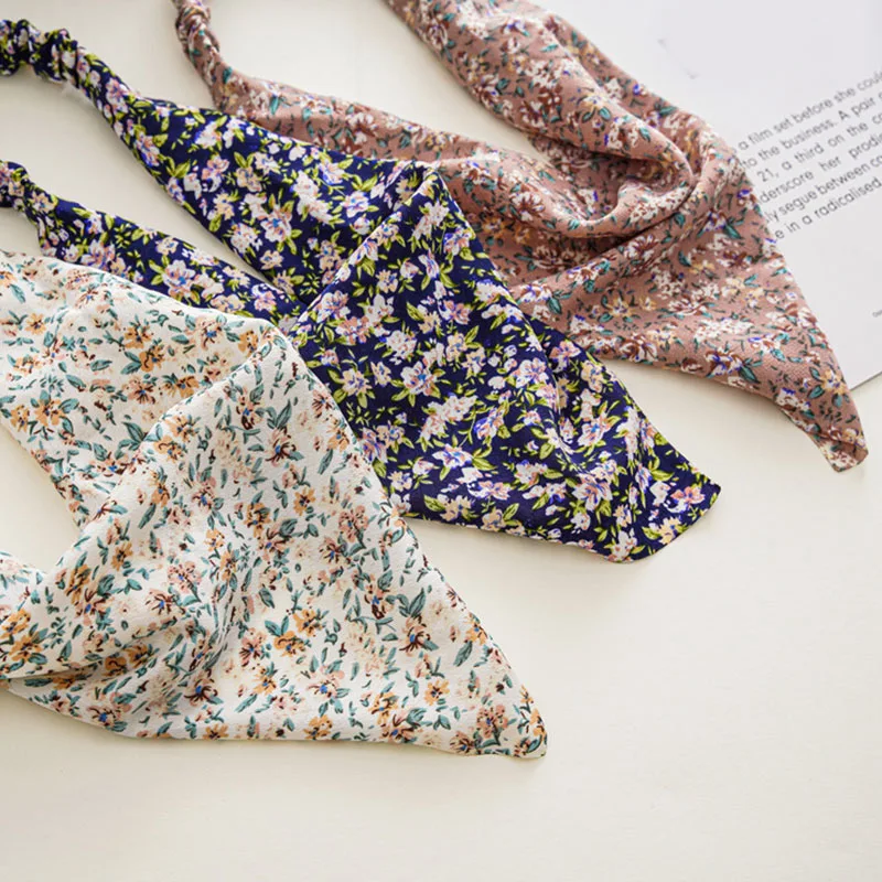 

Elastic Floral Summer Hair Accessories Elastic Headband Women's Triangle Scarf All-match Turban Summer Floral Wrap Turban