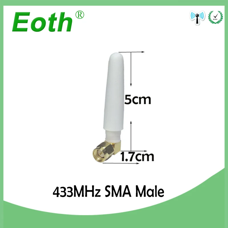 EOTH 5pcs 433mhz antenna 2~3dbi sma male lora antene pbx iot module lorawan signal receiver antena high gain
