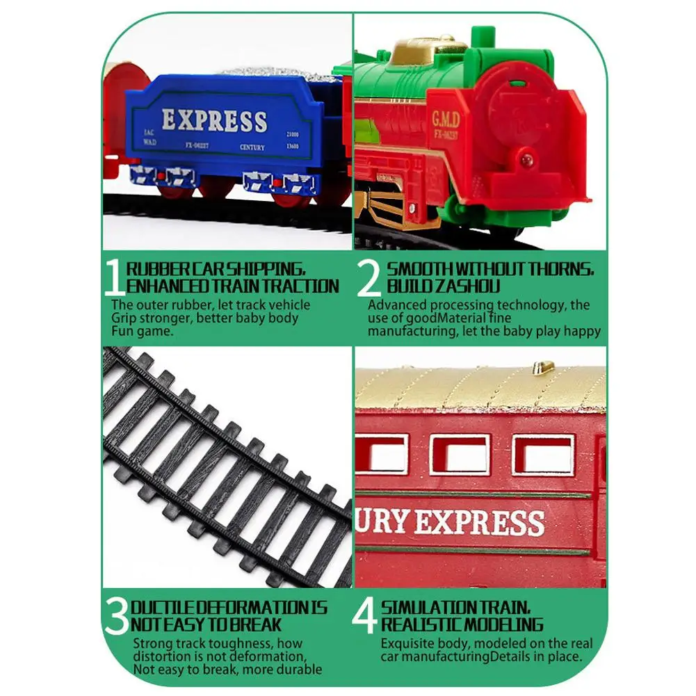 Рождественский Электрический поезд игрушки светильник итация света звуковой