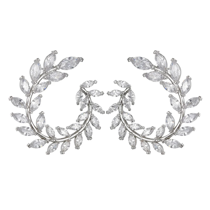 E2487 Silver White XIYANIKE Модные полые спиральные Красочные листья очаровательные серьги-капли Стразы для женщин пирсинг трендовые ювелирные изделия - Окраска металла: E2487 Silver White