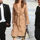 Женское кашемировое пальто, шерстяное однотонное пальто с отложным воротником и поясом, повседневная верхняя одежда, 2020