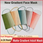 Одноразовые маски для взрослых 10-100 шт., маска с принтом, матовая градиентная цветная защитная маска для рта для взрослых, цветные и необычные