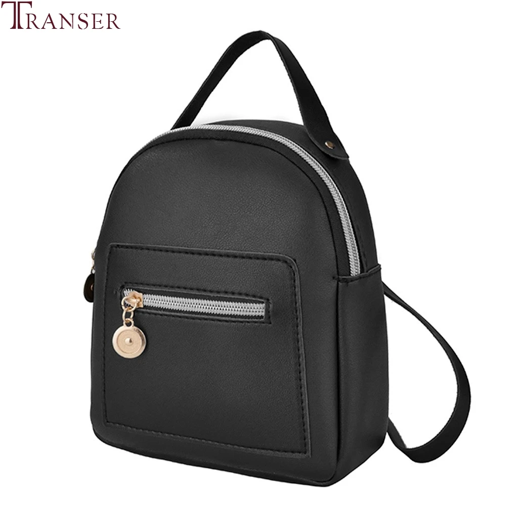 Transer small Backpack Women Pu Leather School Shoulder Bag Teenager Rucksack Student Bag travel backpack women Mochilas Mujer