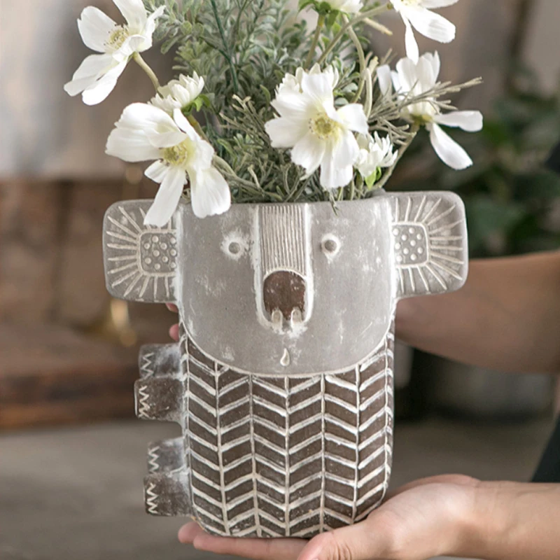

Retro Gardening Cement Flower Pot Cartoon Koala Succulents Flower Pot Balcony Flower Pot Outdoor Gardening Decoration Ornaments