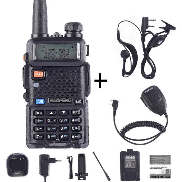 UV5R-5W-Earp-Mic Baofeng UV-5R портативная рация профессиональная CB радиостанция укв портативная UV 5R охотничья радиостанция Baofeng UV5R трансивер 5 Вт - Цвет: UV5R-5W-Earp-Mic
