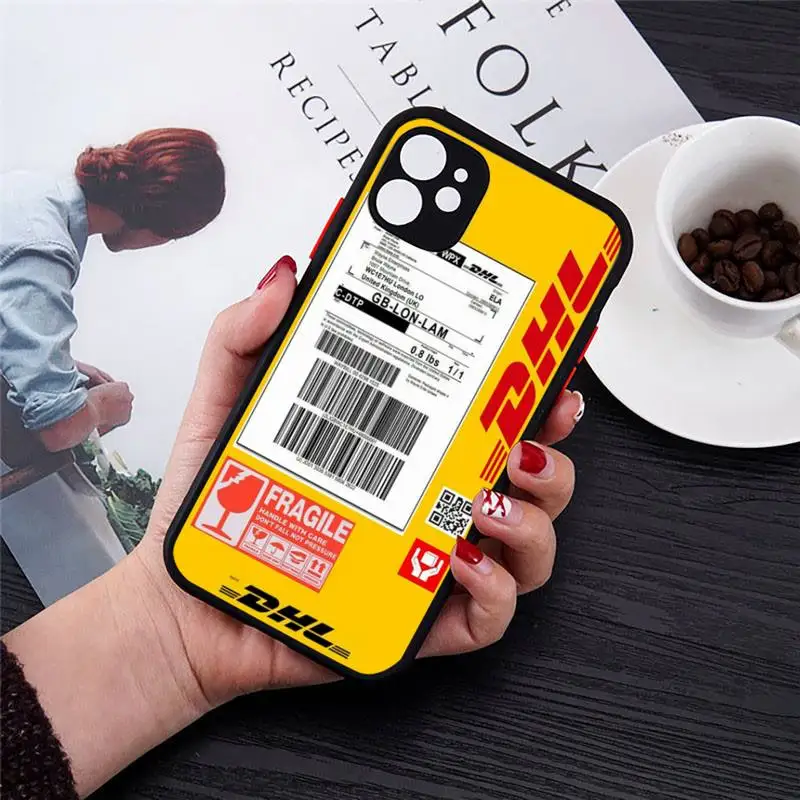 

Hot Dhl Express yellow fashion Phone Case Transparent Matte for iPhone 7 8 11 12 s mini pro X XS XR MAX Plus cover funda