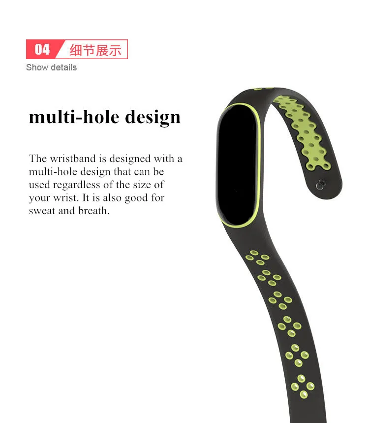 Спортивный ремешок для Xiaomi Mi Band 3 черный силиконовый браслет band Смарт часы xiaomi mi