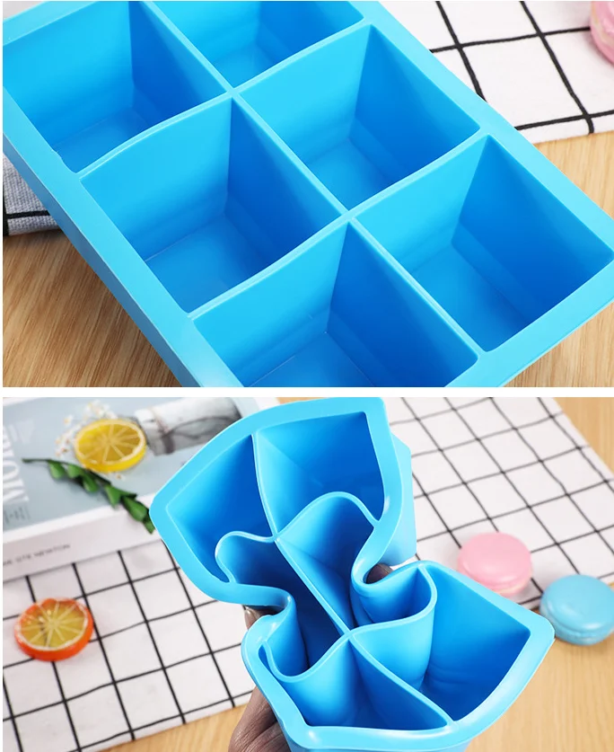 

Silicone ice tray with lid, large six-cell ice tray, 6-hole ice tray, whiskey ice box, food supplement box