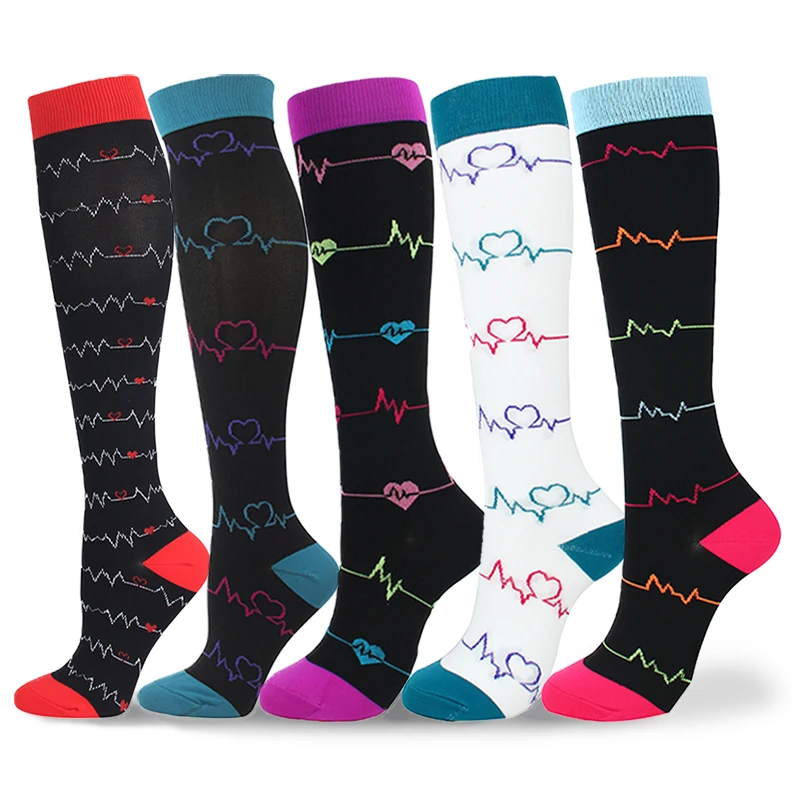 New Year Socks 2021 Colorful Stripe Nursing Compression Socks Men Women Cartoon Hip-Hop Tube Socks Happy Funny Sports Sock Gifts