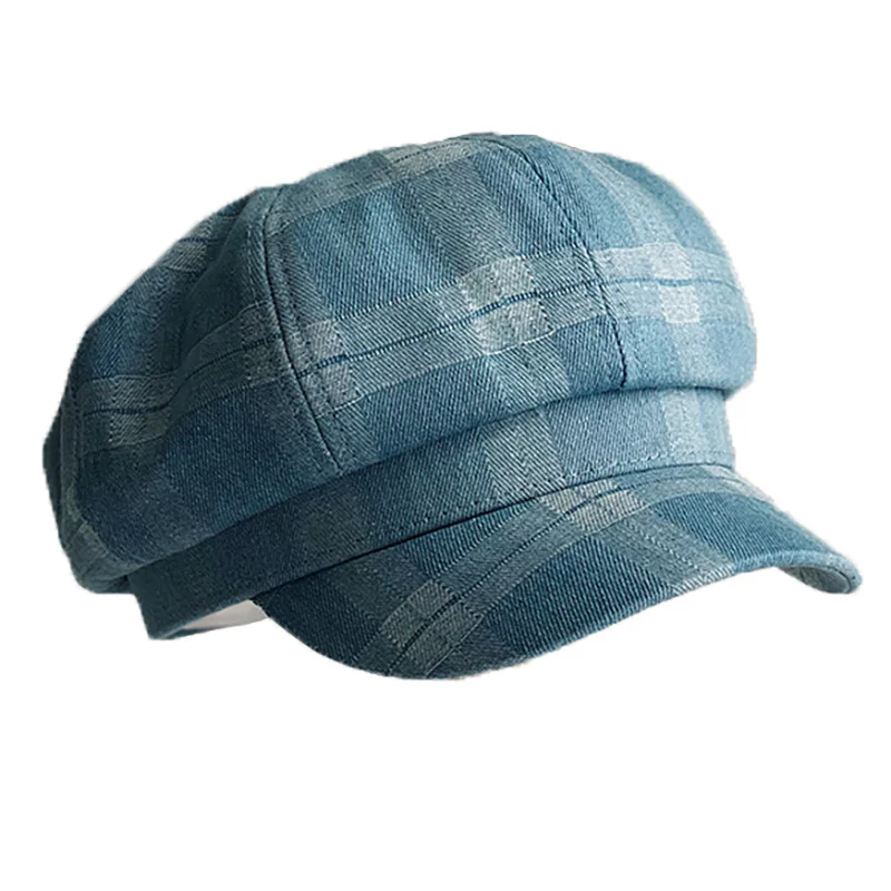 

Fibonacci 2020 New Spring Summer Octagonal Cap Men Women Plaid Beret Retro Visor Artist Hat