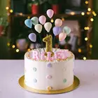 Мягкая глина шара с цифрой торт на день рождения фигурки жениха и невесты; 1st День рождения украшения детей Baby Shower девушка Топпер для торта С Днем Рождения