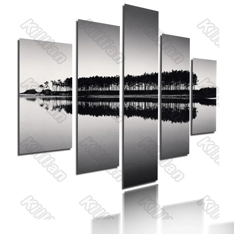 

Landscape Style Canvas Painting Bed Home Decoration Prints 5 Pieces Nostalgia Lake Coconut Grove Living Room Wall Mural