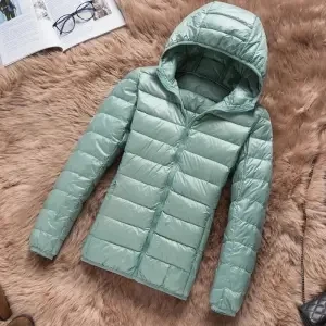 

Lightweight down jacket women's large short down jacket women's hooded stand collar super portable coat