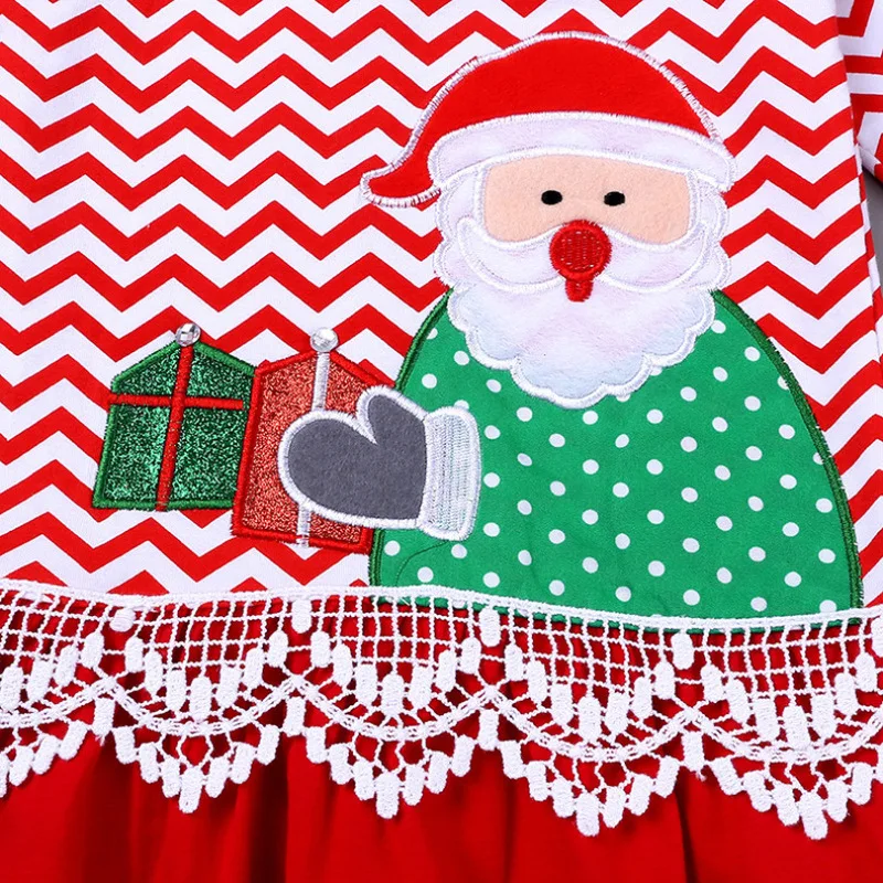 Vestido de Navidad para ni&ntilde;a, disfraz de fiesta de Santa Claus, cosplay de manga larga, vestidos ondulados de encaje para beb&eacute;, A&ntilde;o Nuevo, 2022-3