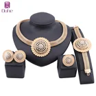 Африканские ювелирные изделия, Очаровательное ожерелье, серьги, Дубай, Золотые Ювелирные наборы для женщин, свадебный браслет, кольцо, ювелирный набор