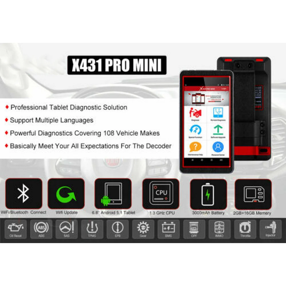 Инструмент Диагностический X431 Pro Mini с поддержкой Wi-Fi/Bluetooth |