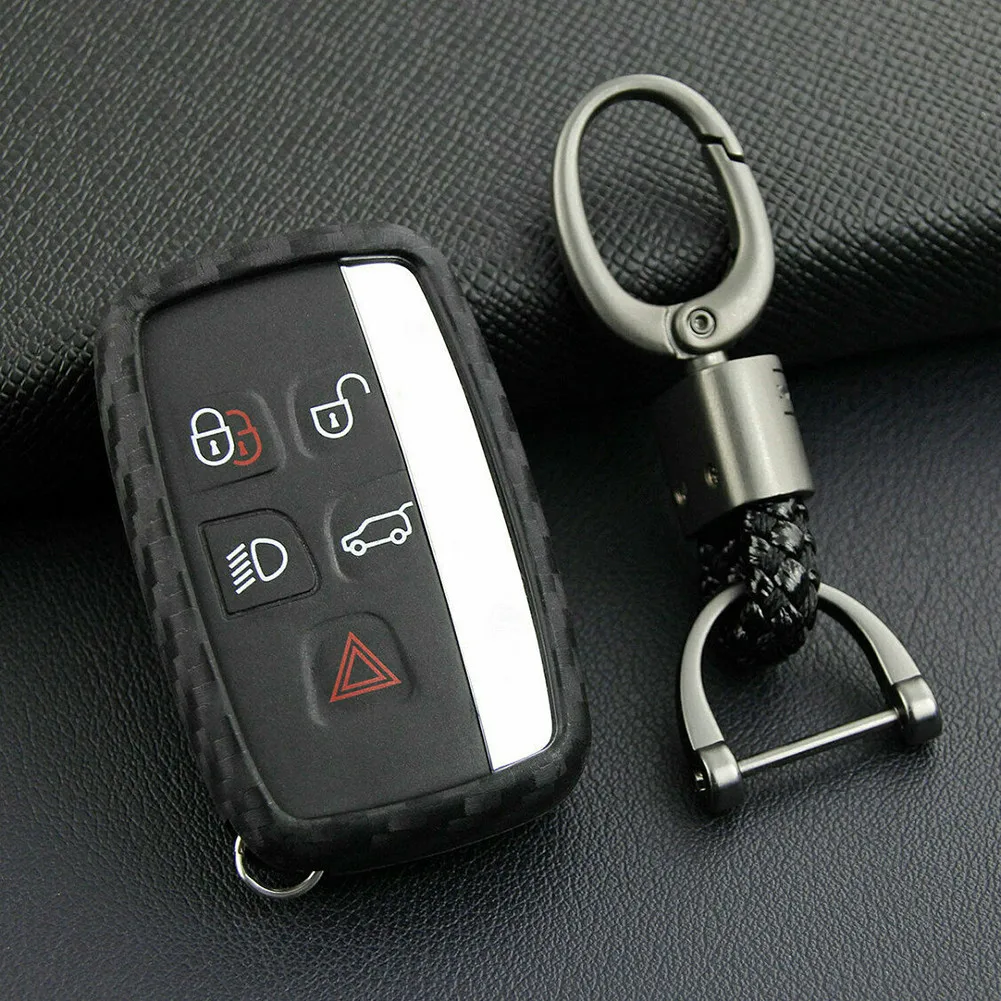 

Cover Fob Holder Car Key Case For Land Rover Jaguar Matte Black Carbon Fiber