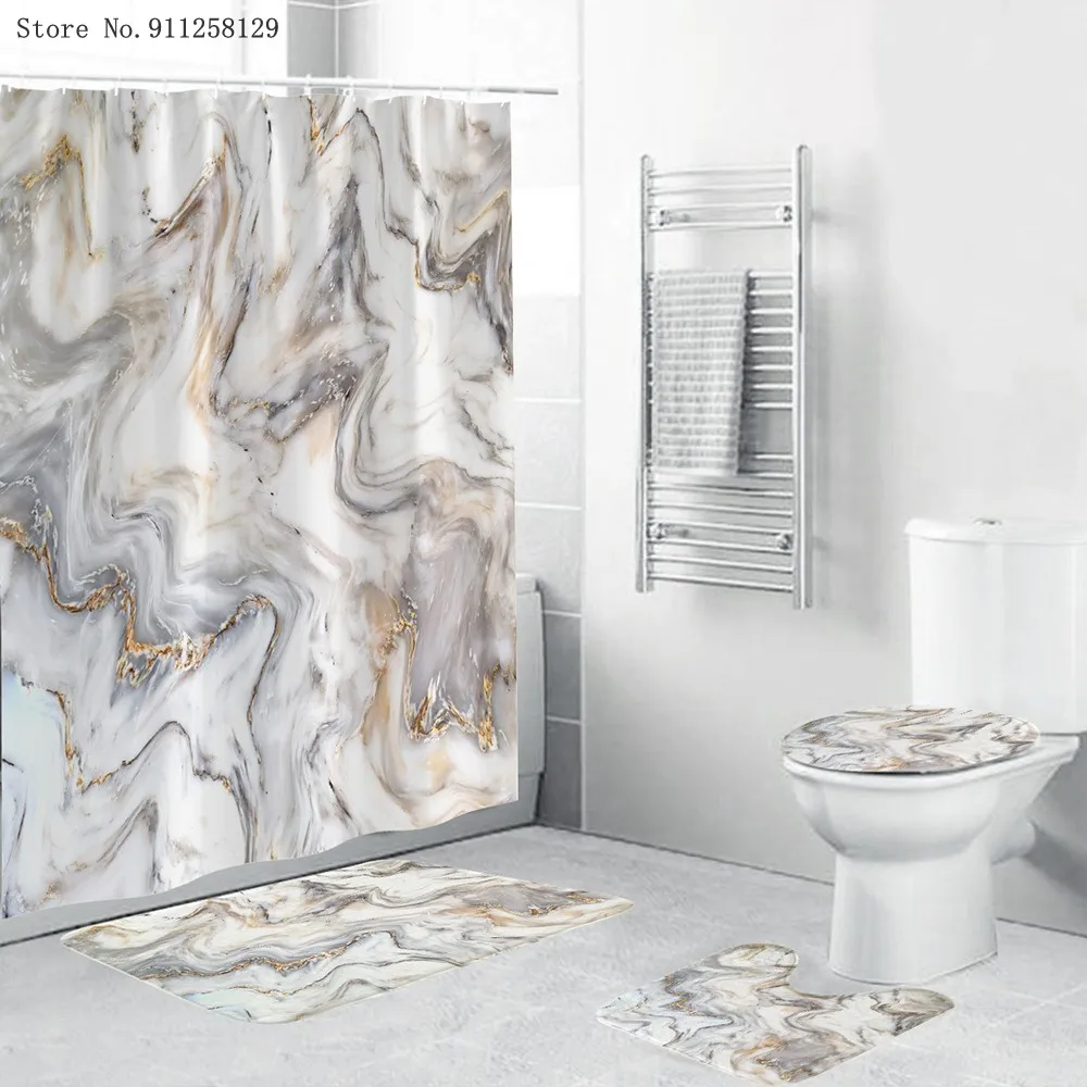 4 шт. текстура Мрамор душевые наборы штор с отделкой поверхности в стиле
