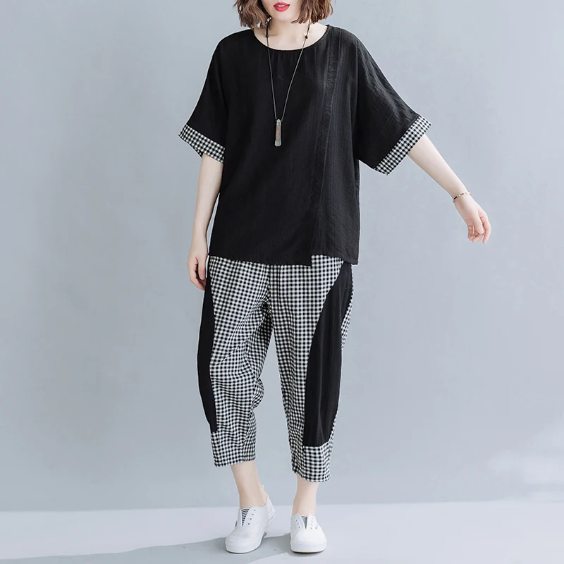 Костюм спортивный Max LuLu Женский Повседневный в клетку Модный корейский комплект