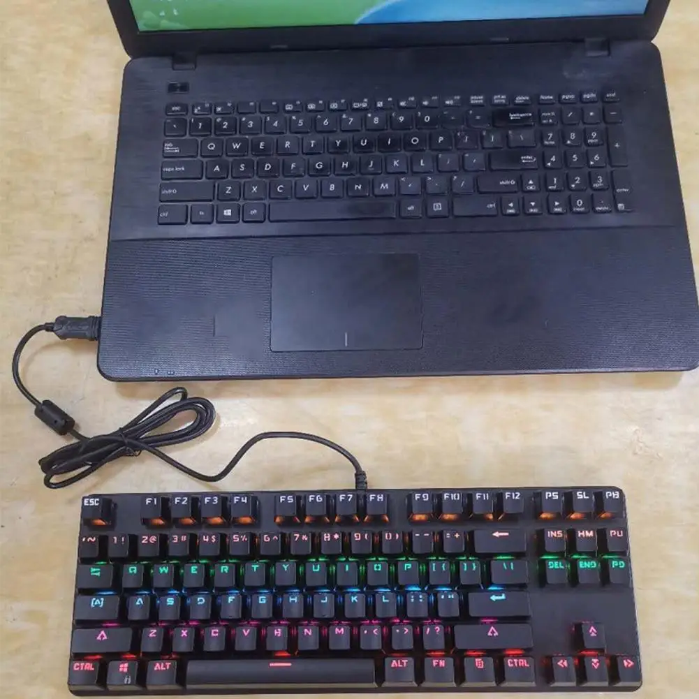 

Mechanical Keyboard 87key Wired USB Keyboard 26key Antoi-ghosting Blue Axis Switch Game Competition Professional Gaming Keyboard