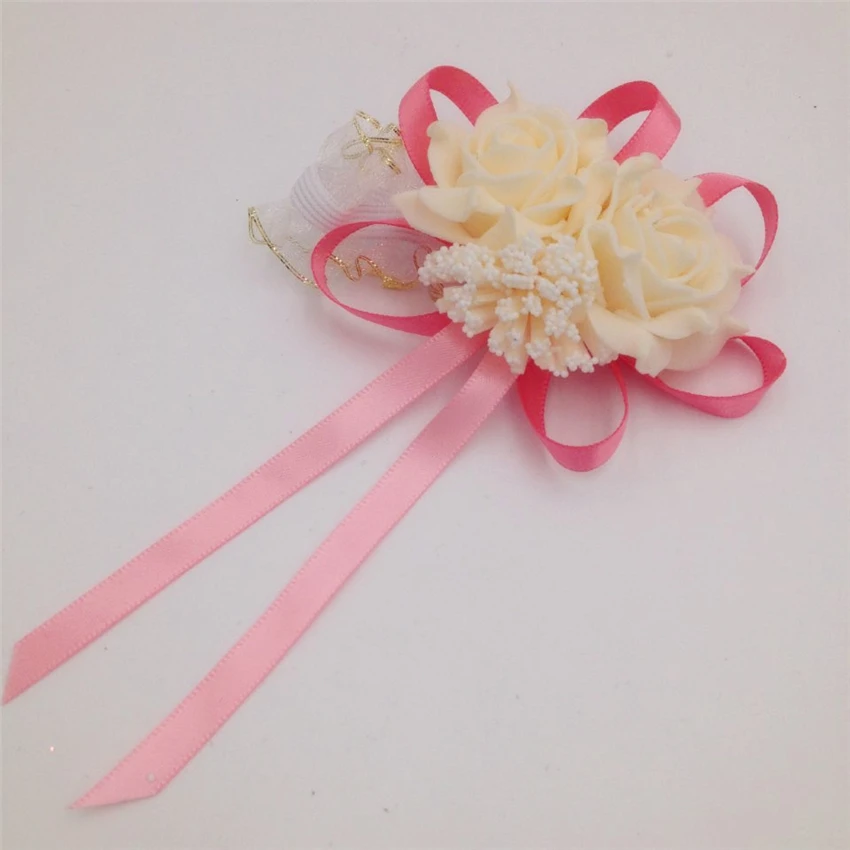 YO CHO Prom Beutiful PE розы вечерние цветы на запястье Свадебные наручные Цветы розовые подружки невесты шелковый корсаж ручной цветок для свадьбы - Цвет: rose red