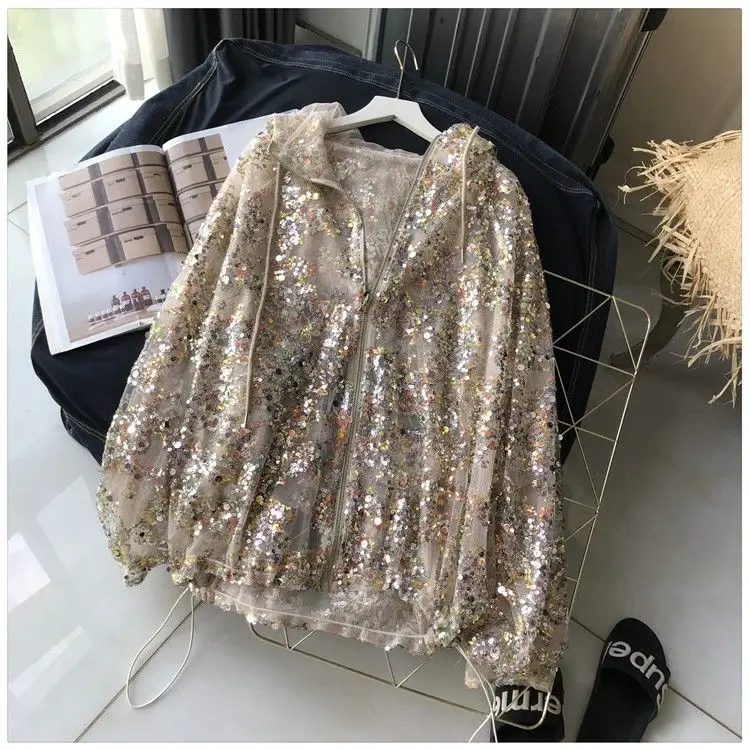 Женская свободная рубашка с длинным рукавом подиумная блестками и вышивкой