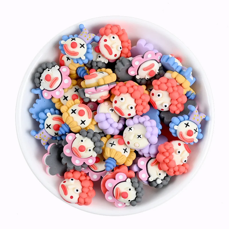 

10PCS Cartoon Clown Joker Charms for Jewelry Making Resin Pendant Flatback Diy Hairpin Brooch Earrings Phone Case Carft