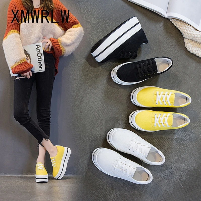 Женские массивные кроссовки Сезон весна лето 2020 года Дышащая парусиновая обувь