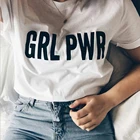 2021 GRL PWR футболки с принтом женские футболки с круглым вырезом с коротким рукавом летние Харадзюку Топы Футболка с принтом 90-х забавная футболка