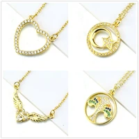 round moon and star necklace for women cubic zirconia wings of mind pendant necklace cz pave gold jewelry gifts