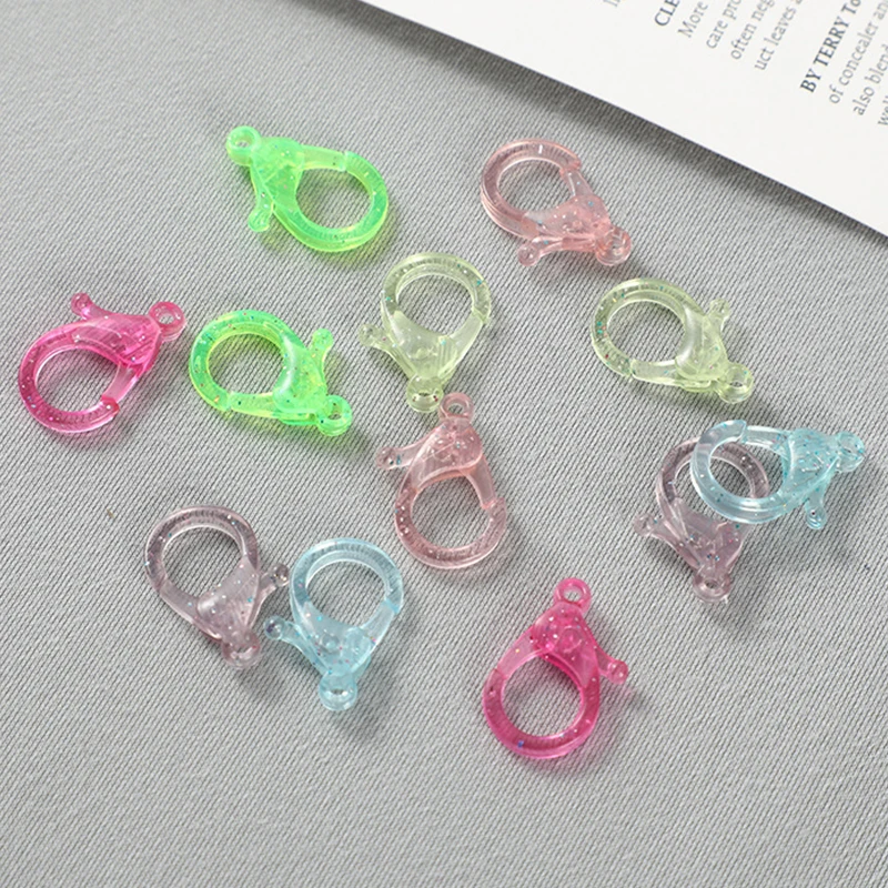 

10pcs Transparent Plastic Lobster Clasps Hooks Key Chain Necklace Mask Chain Jewelry Making Supplies DIY Clip Connector Findings