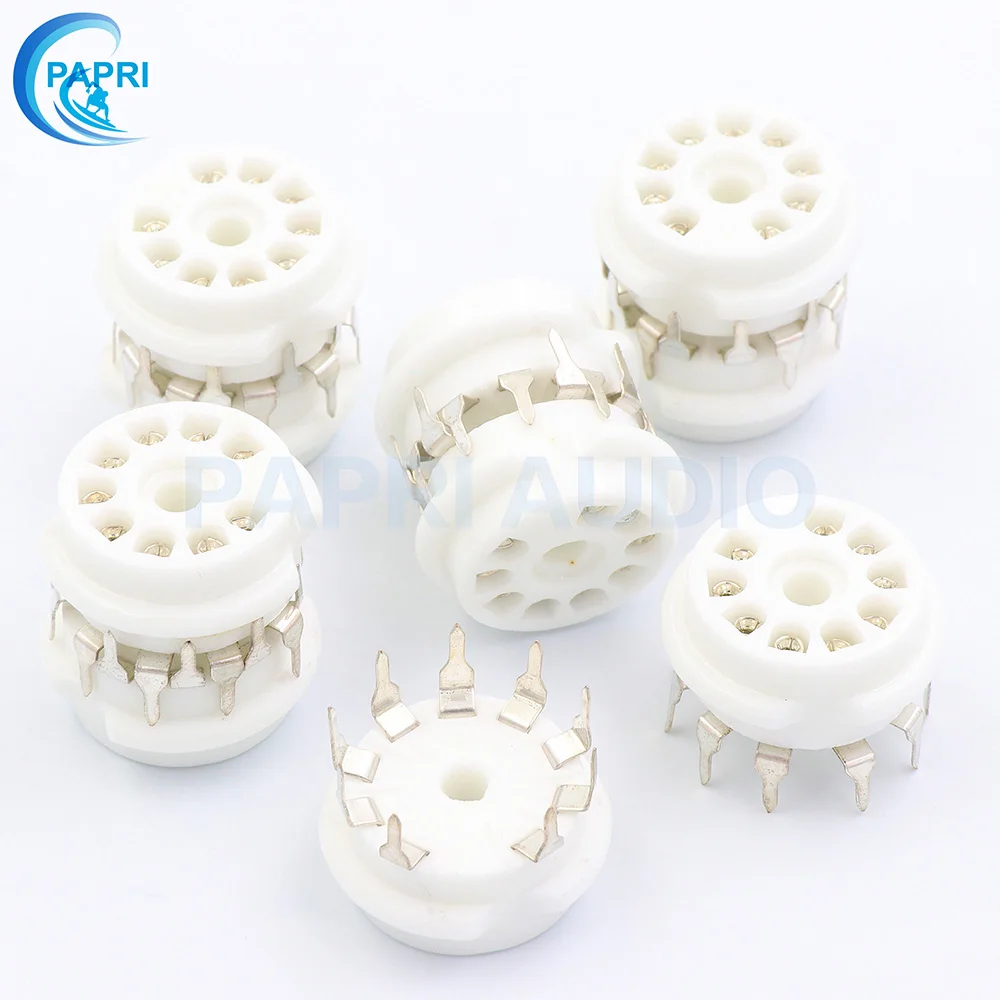 PAPRI 10 шт. 9Pin керамическая B9A Оловянная трубчатая розетка DIY PCB монтажное шасси для ECC81 ECC82 ECC83 EL84 5670 EL84 5670 6922 и т. д. - изображение