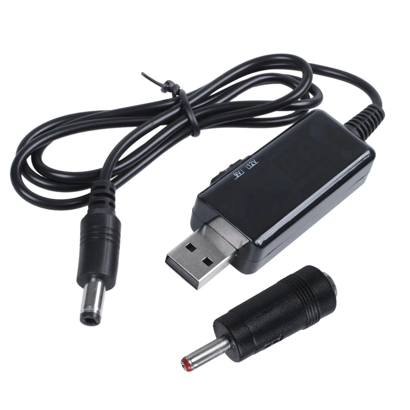 USB Boost кабель 5 в шаг до 9 12 В Регулируемый преобразователь напряжения 1А повышающий