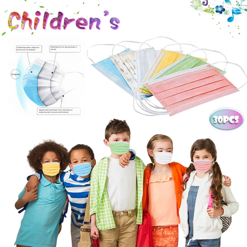 30 шт. одноразовые маски для лица с мультяшным принтом | Аксессуары одежды