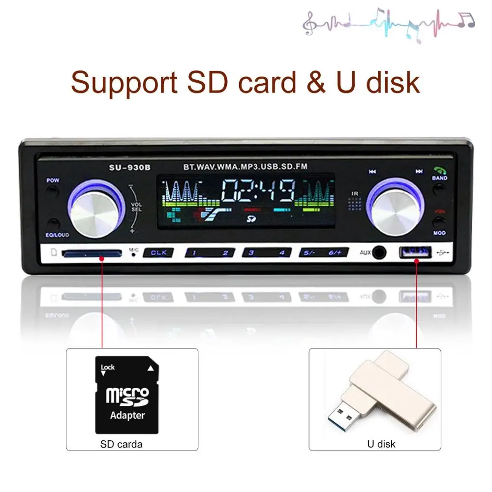Bluetooth Авторадио Стерео радио FM Aux вход приемник SD USB 12V In-dash oto teypleri Авто 1 din