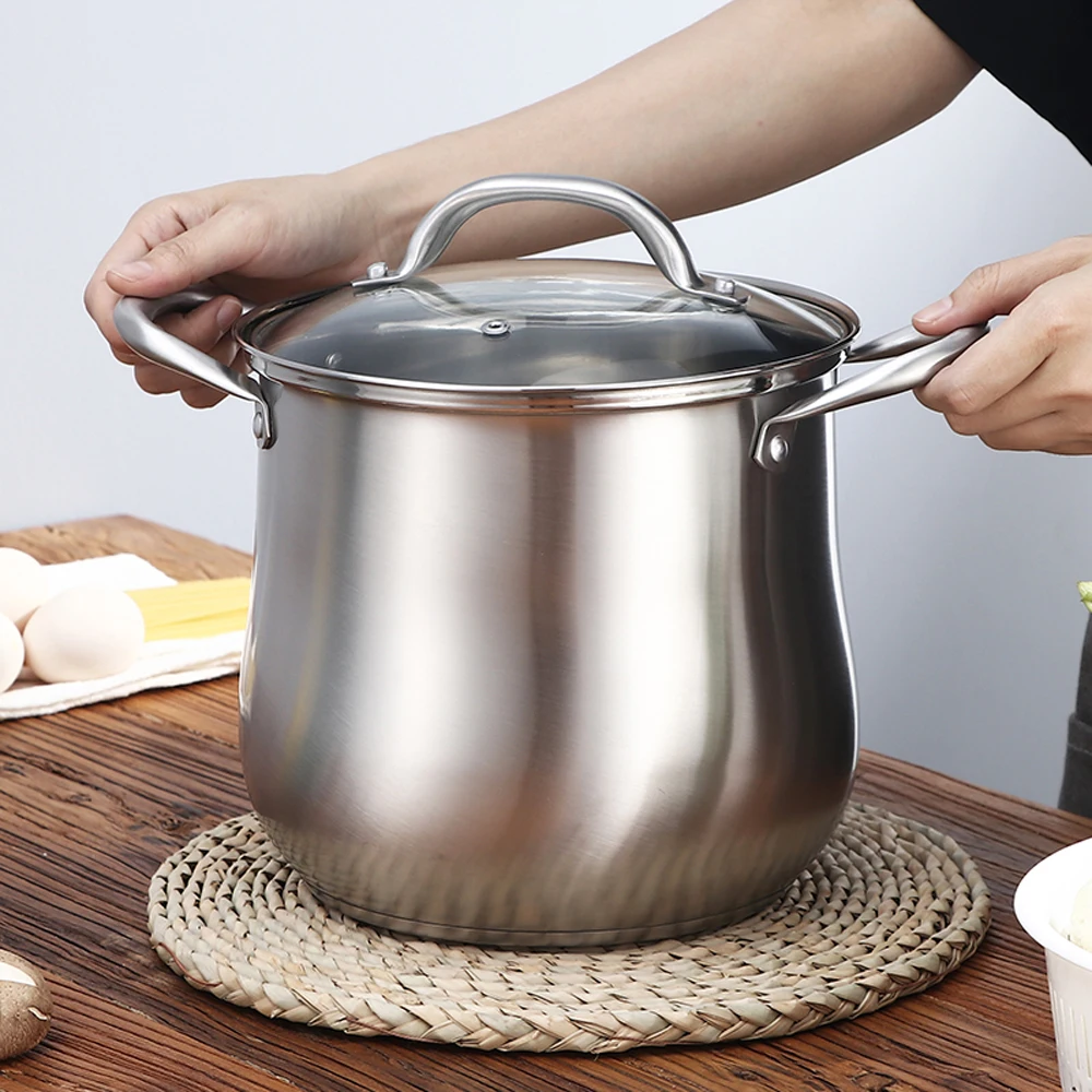 Домашний суповый горшок из нержавеющей стали 304 очень высокий с двойным дном и