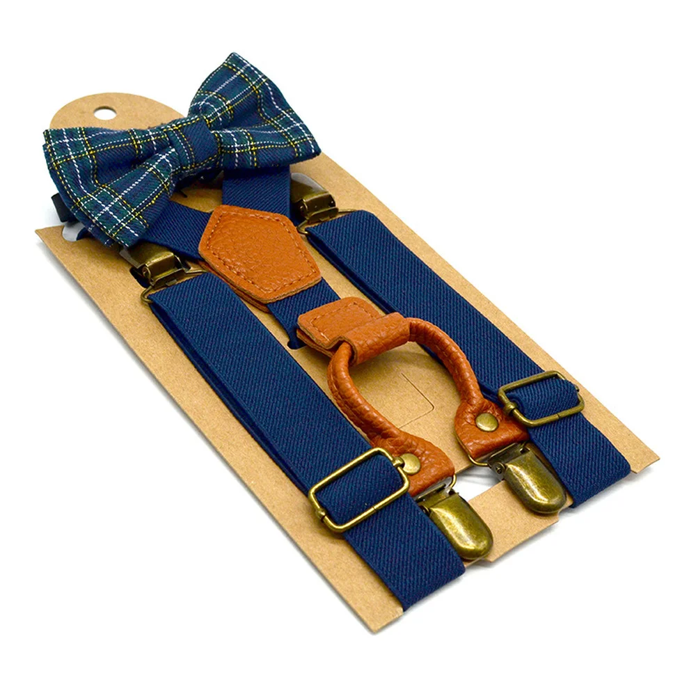 Adjustable Elastic Suspenders Bow Tie Set For Children Boys 