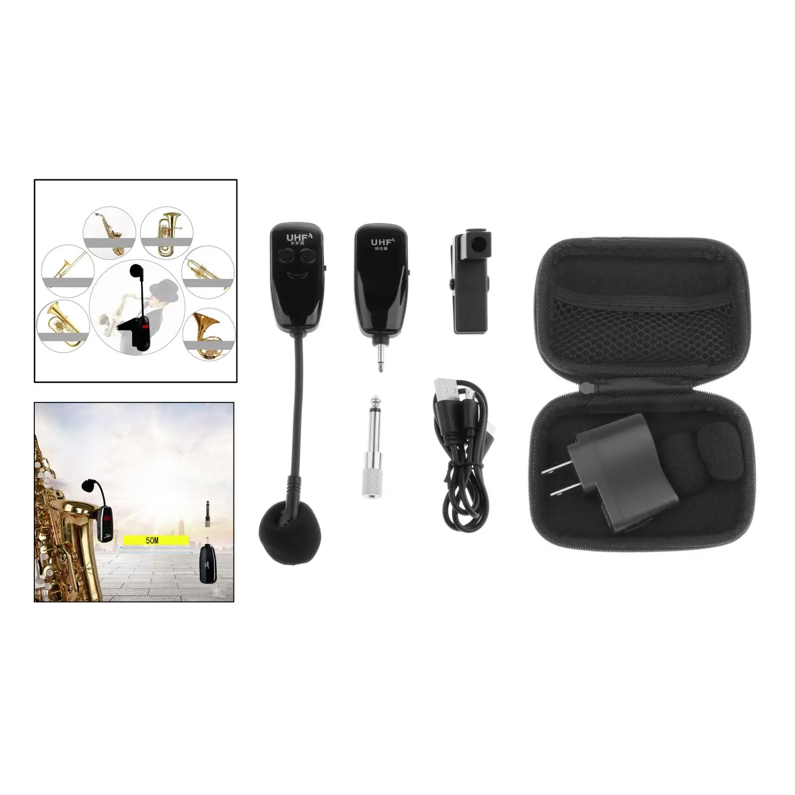 

UHF Microphone Saxophone Microphone Plug and Play Great for Sax Horn Flute