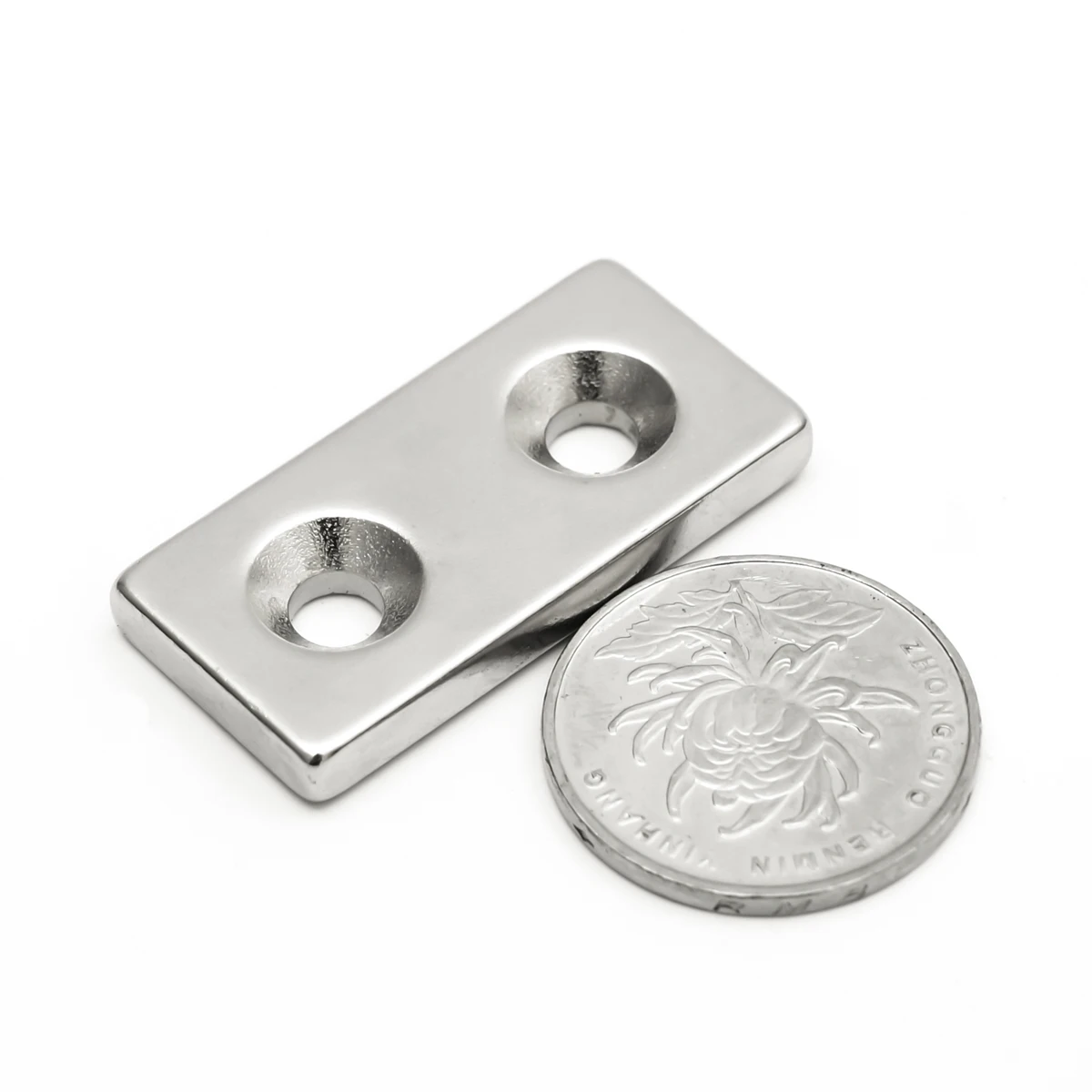 

2pcs 40x20x5mm Double Hole 5mm N35 Block Countersunk Neodymium Magnet Square Strong Magnets 40*20*5-5-5mm
