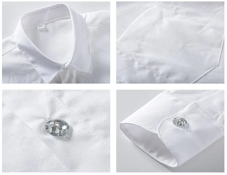 Рубашка для мальчиков официальная выступлений летняя белая рубашка из 100% хлопка