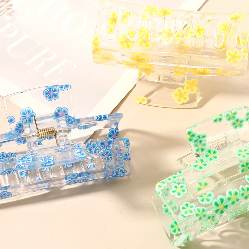 

New Cute Transparent Fruit Plate Hair Catch Clip Back Of Head Small Hair Clip Fashion Colorful Shark Clip Woman Jewelry