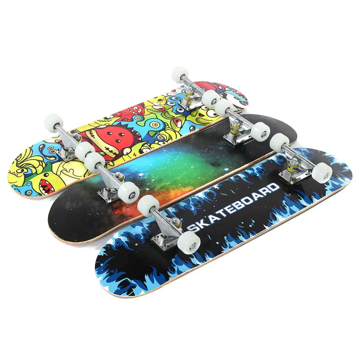 

31"x 8" 4 Wheels Wood Skateboard Kids Trick Double Rocker Kick Concave Complete Skate Board Mini Cruiser Longboard Scooter