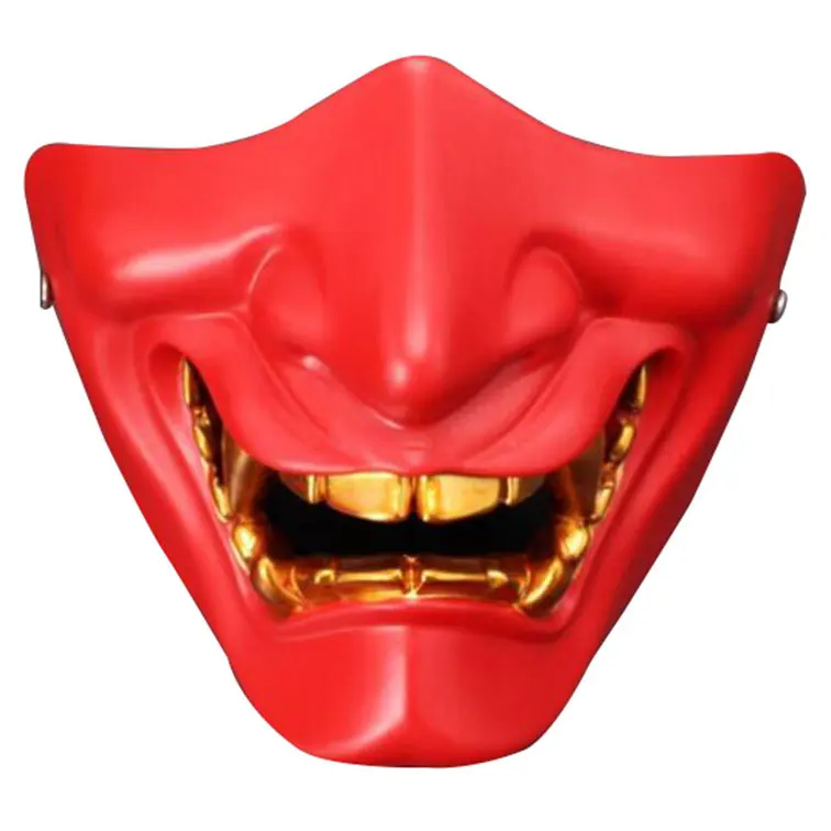 High quality Halloween Prajna Mask Half Face Devil Traditional Japanese Demon Fancy Role Playing Cosplay |