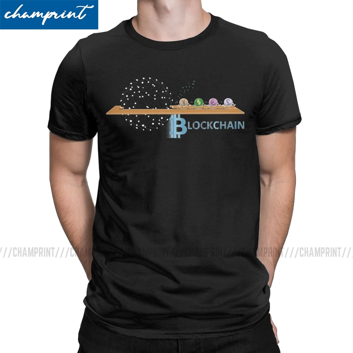 

Men T-Shirt Blockchain Funny Tees Short Sleeve Bitcoin Cryptocurrency Crypto Btc Geek T Shirt Crewneck Tops Plus Size