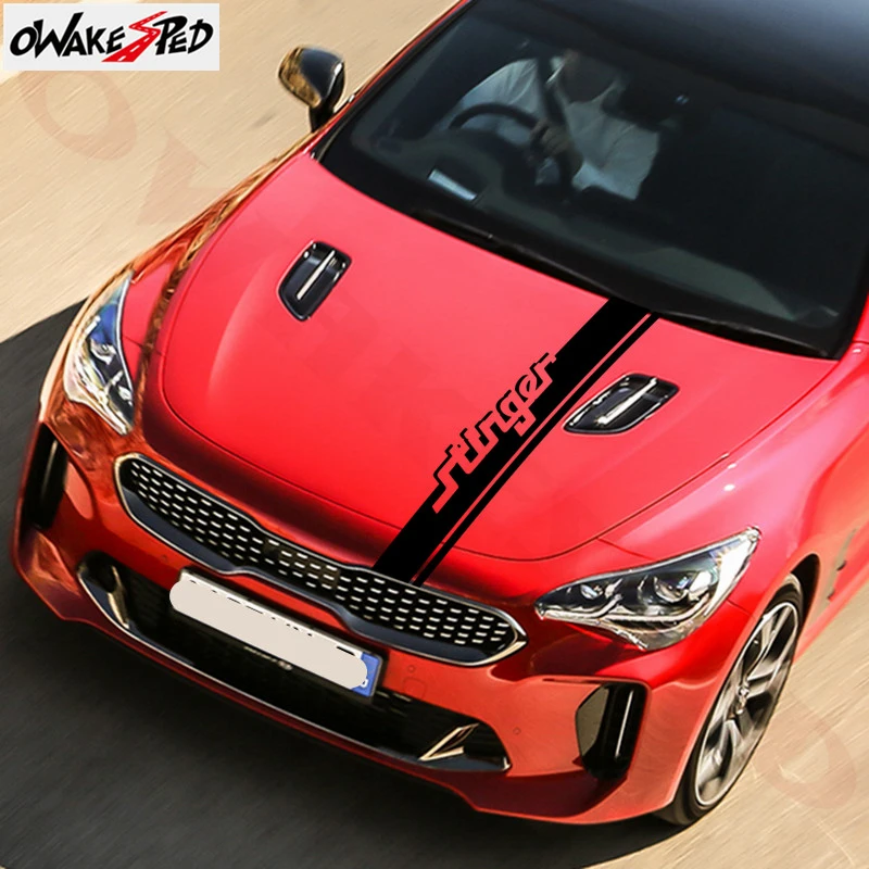 

1PCS Car Stickers Car Styling Front Bonnet Engine Cover Stripes Sticker Auto Hood Vinyl Decal For KIA Stinger GT 2011-2018