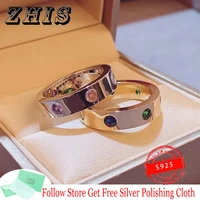 original s925 silver ring for women seven zircon colour rome logo ring simple fashion luxury brand jewelry valentine day gift