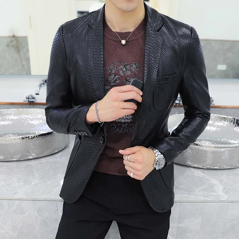 Мужская кожаная куртка на молнии повседневная мотоциклетная осень зиму размеры S