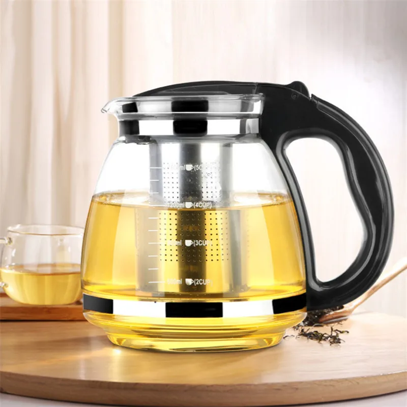 1.5L/2L стеклянный чайник высокой емкости из нержавеющей стали с фильтром и ручкой