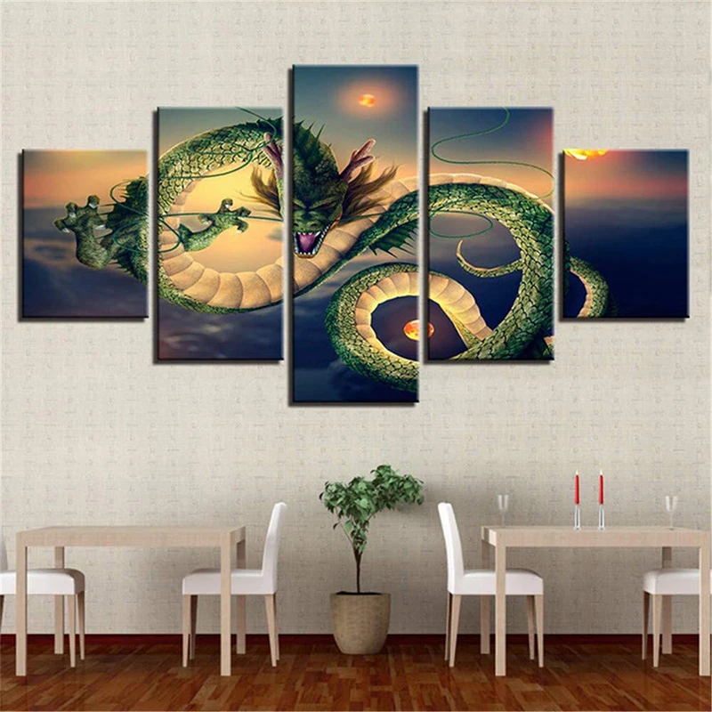 

Japanese anime 5 panels canvas painting dragon ball posters and prints print mural pictures children's room home wall decoration